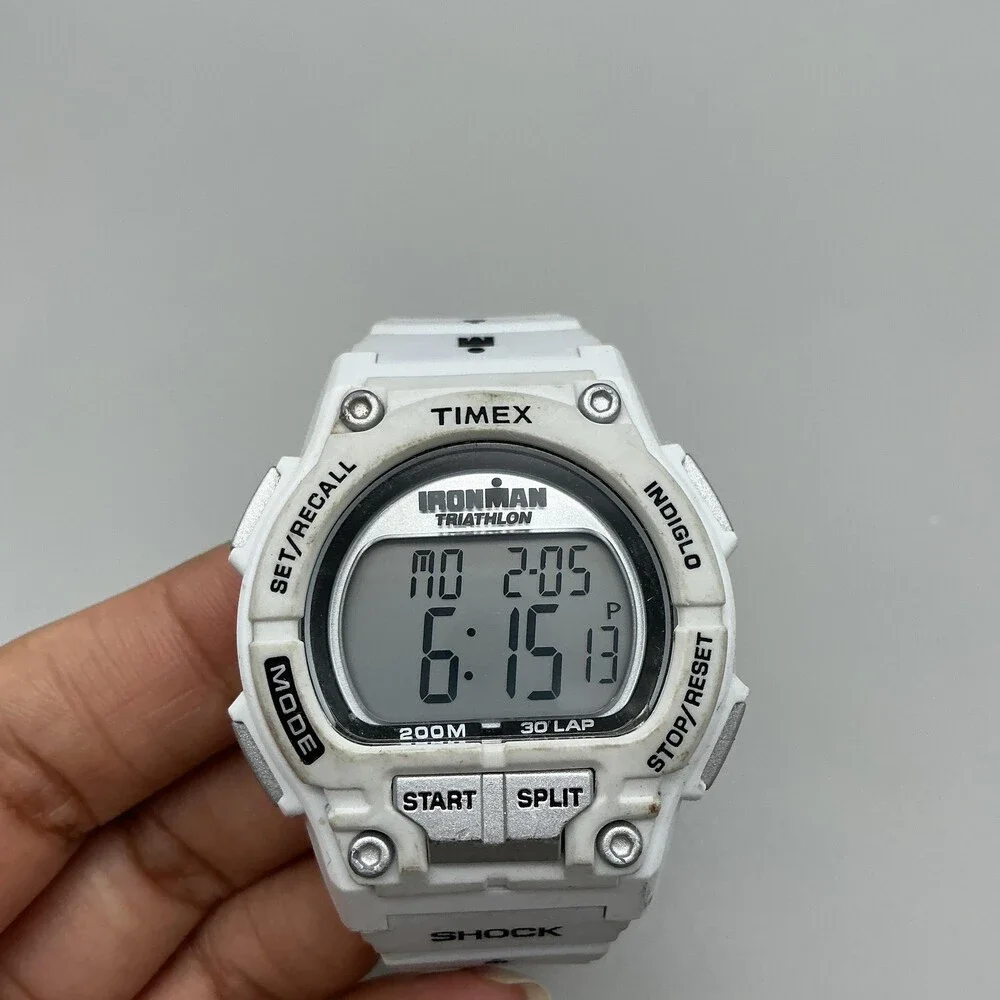 Timex Ironman Triathlon Shock Mens Watch 42mm Gray Digital T5K429 New Battery